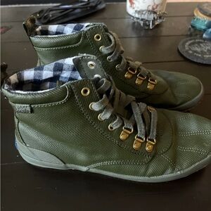 Keds Green High-Top Sneakers with Gold Accents